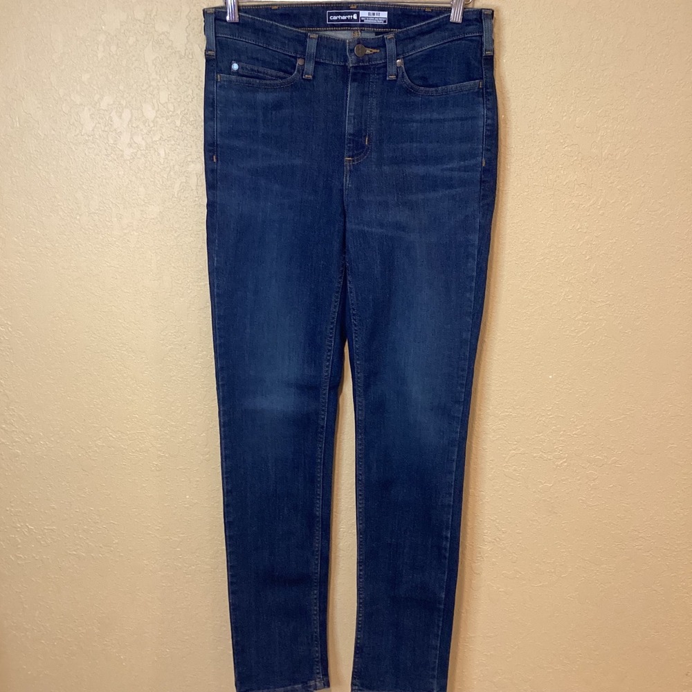 Carhartt NWT‎ Women's Rugged Flex® Slim Fit Tapered Jean, Dark Wash, Size 8 Tall